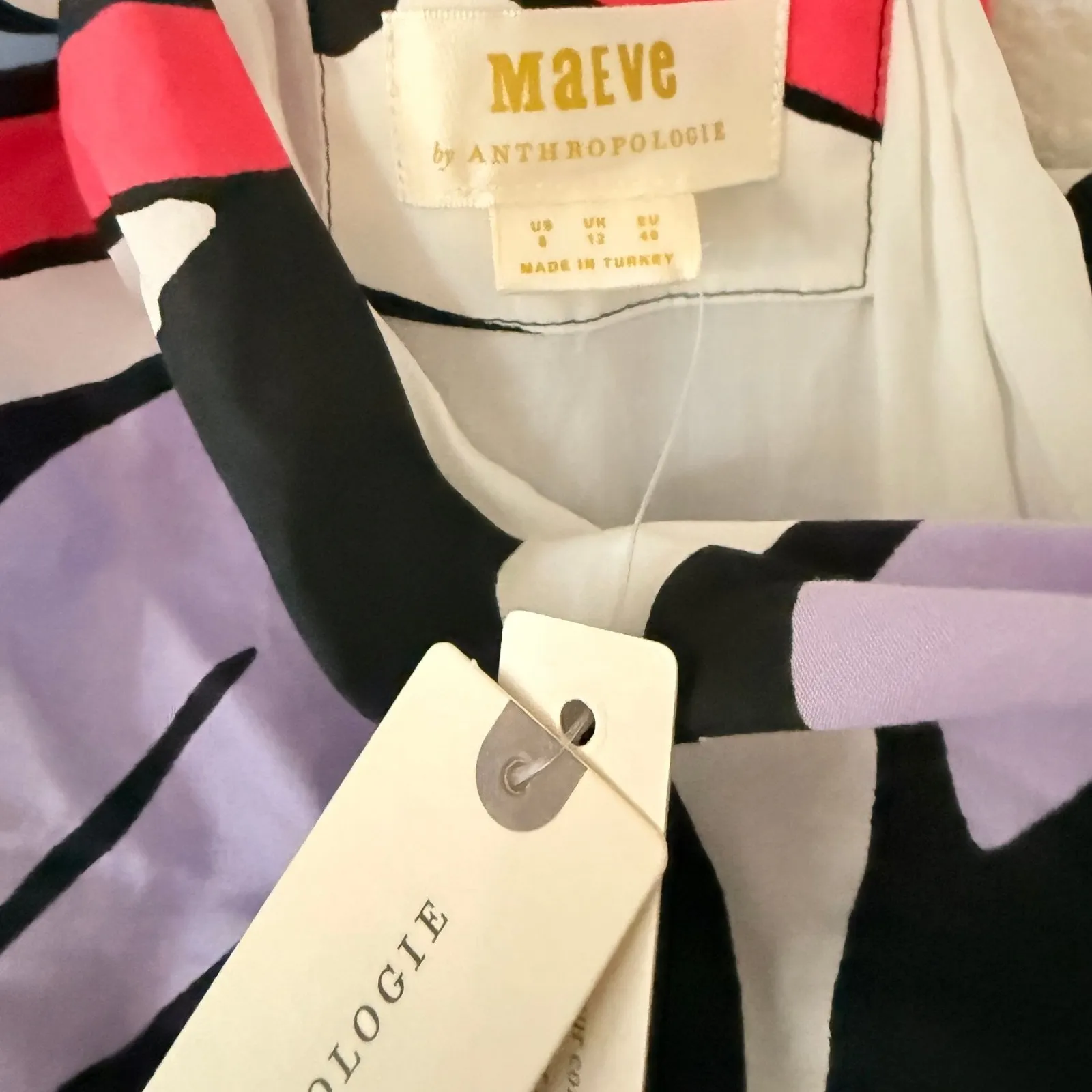 Maeve Anthropologie One Shoulder Maxi Dress Colorful Abstract Print   Size 8 NWT - Image 6