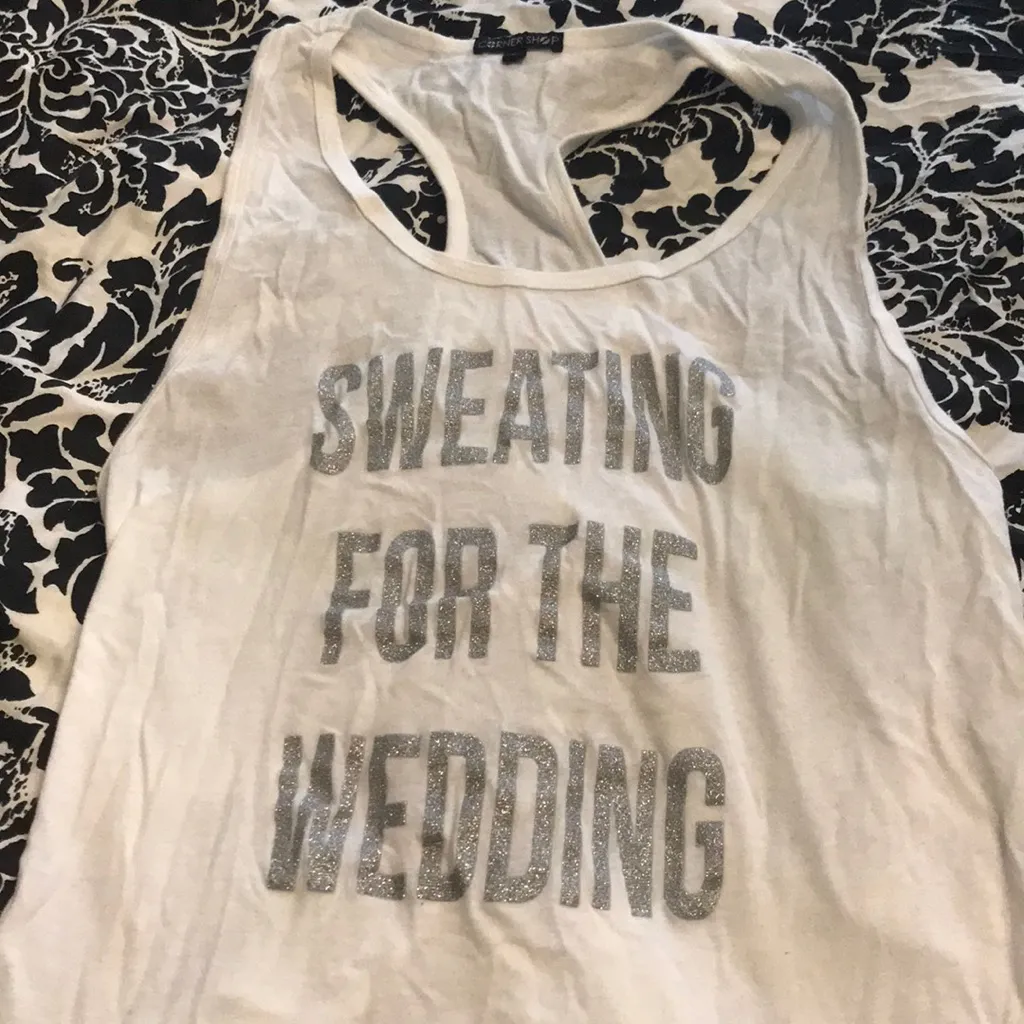 Sweating for the wedding silver glitter tank L White Size L - Image 4