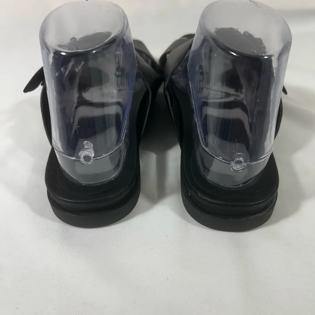 BamBoo Double Strap Sandals Womens Faux Leather Buckle Black 8.5 PREOWNED - Image 4