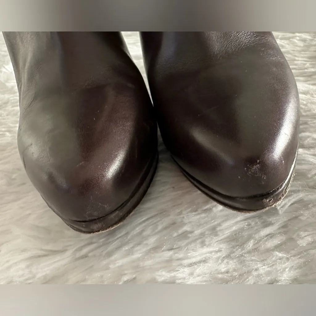Authentic PRADA Brown Leather Tall‎ Boots Sz 35.5 35 1/2 - Image 3
