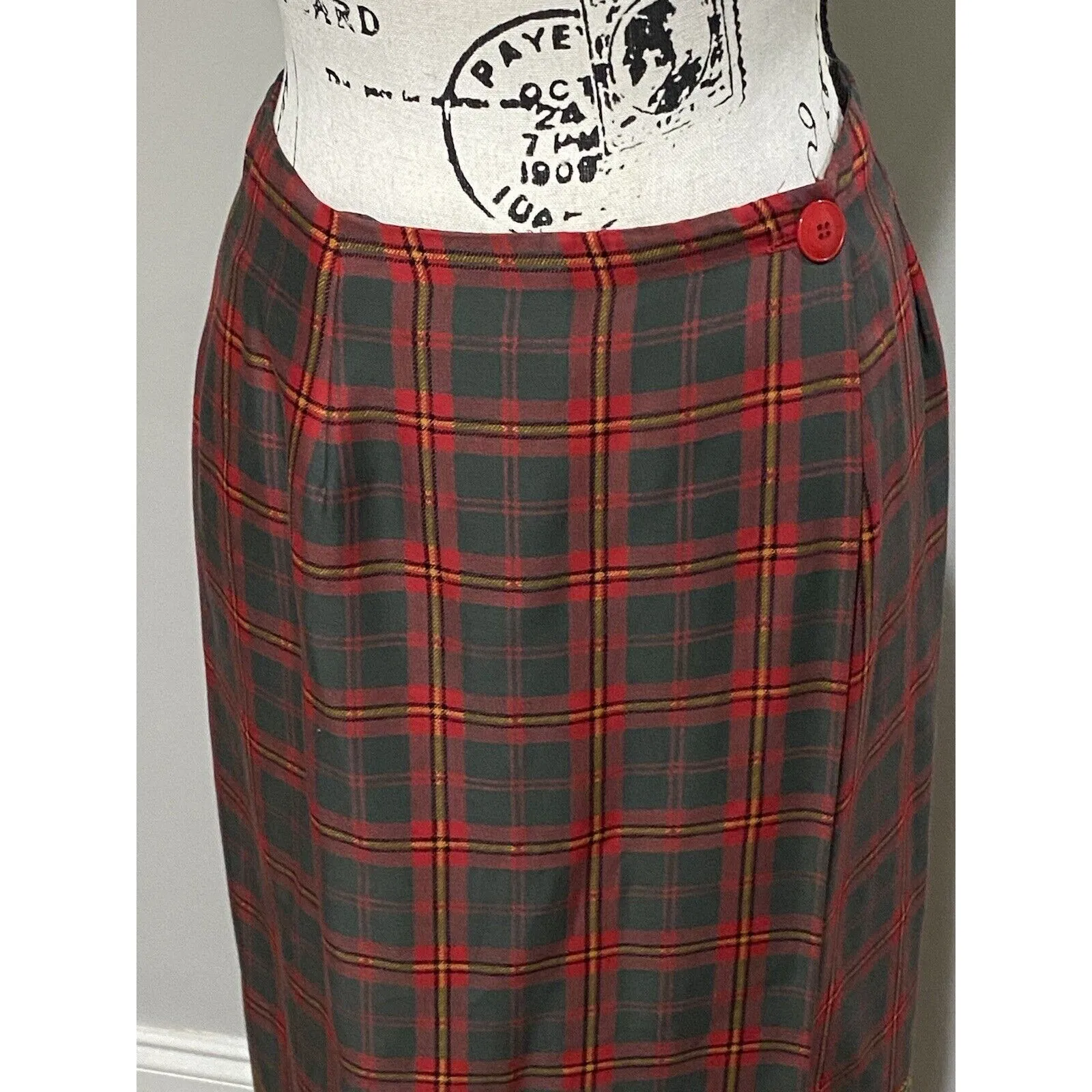 Charter Club Wrap Maxi Skirt Women’s Sz 8 Preppy Holiday Plaid Peasant EUC - Image 6