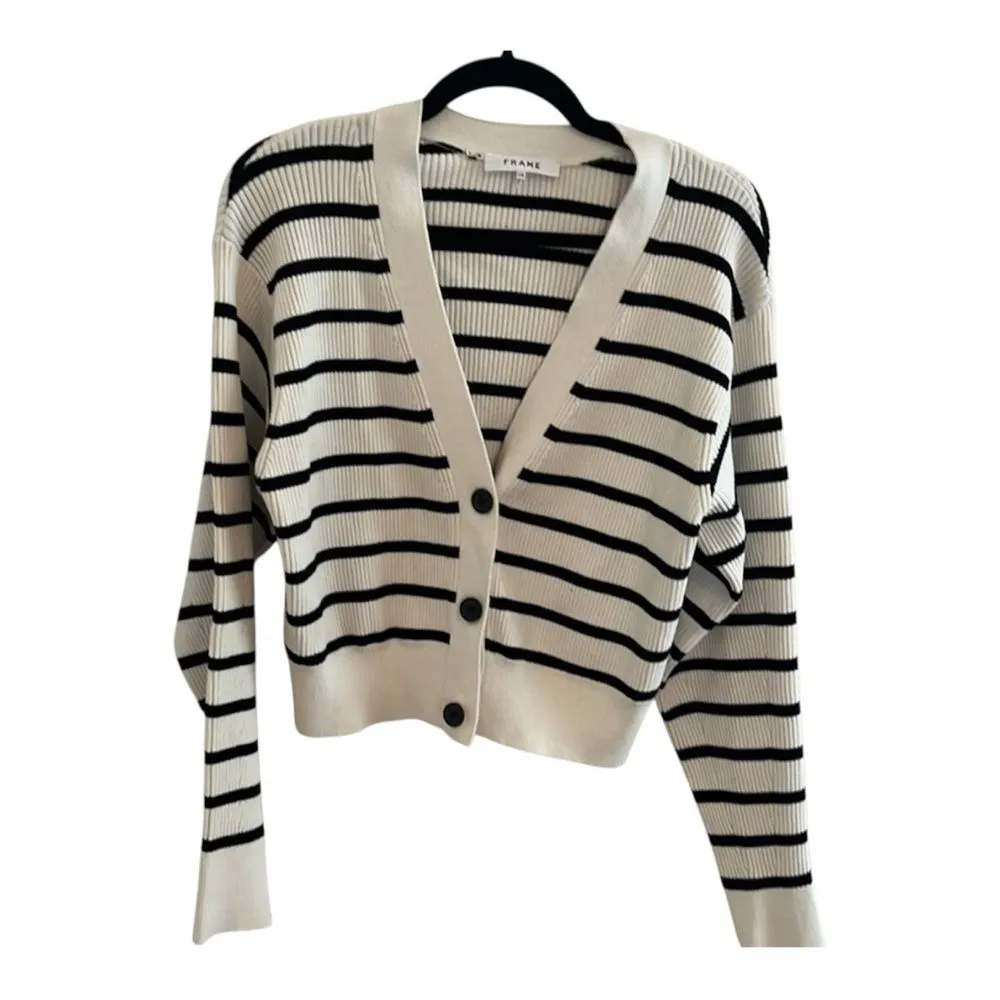 frame denim Frame Striped Relaxed ribbed Cardigan - Image 8