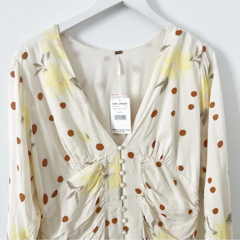 FREE PEOPLE date night mini dress in sunshine combo revolve size large L NWT - Image 4