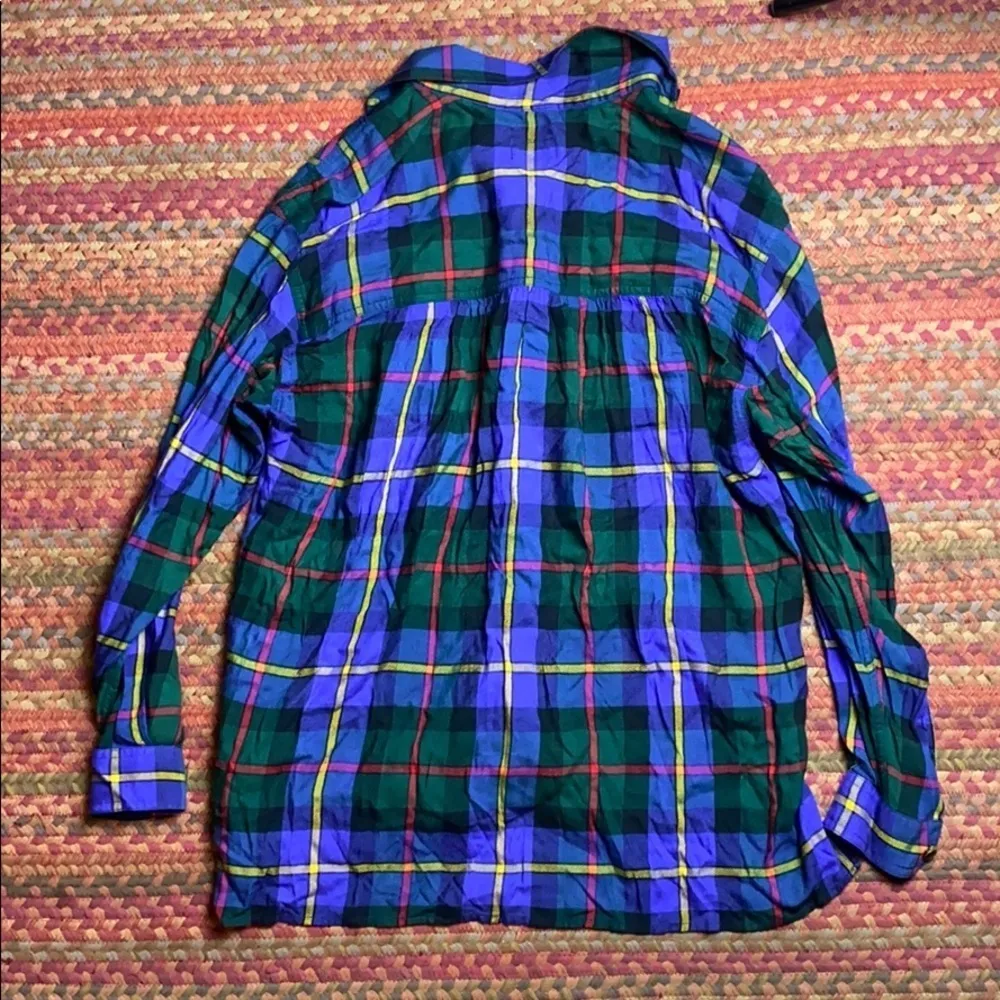 VINTAGE LIZWEAR PURPLE & GREEN PLAID FLANNEL - Image 4