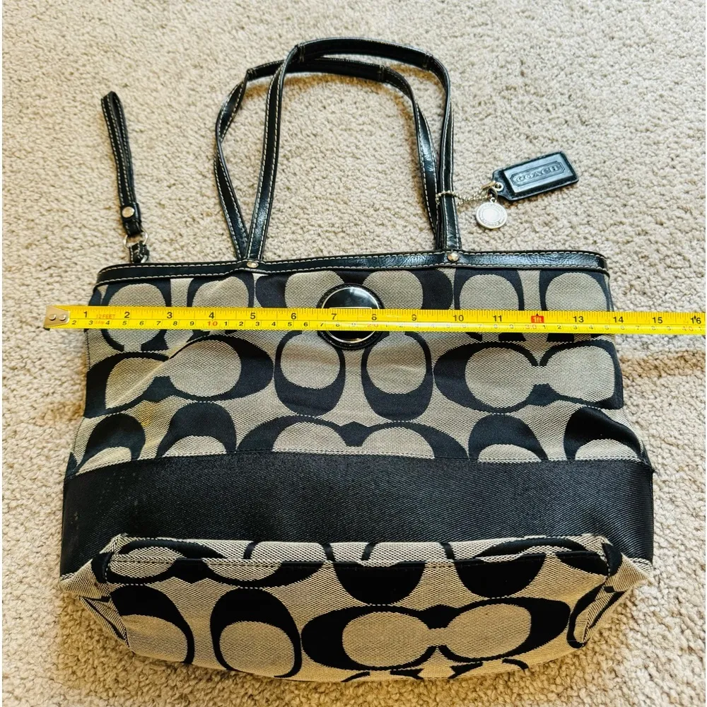 Classic COACH Logo vintage CANVAS & LEATHER TOTE BAG PURSE - Image 9