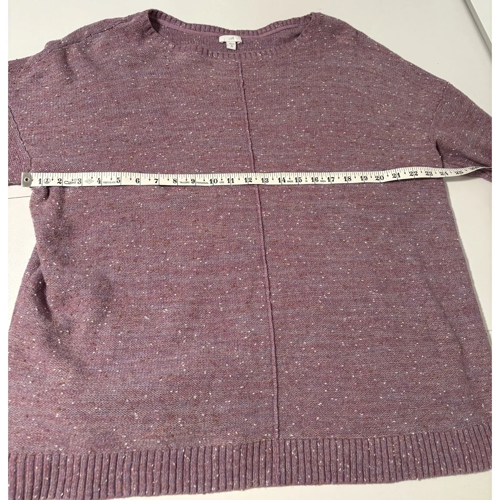 J.Jill Purple Textured Knit Sweater Long Sleeve Pullover - Image 3