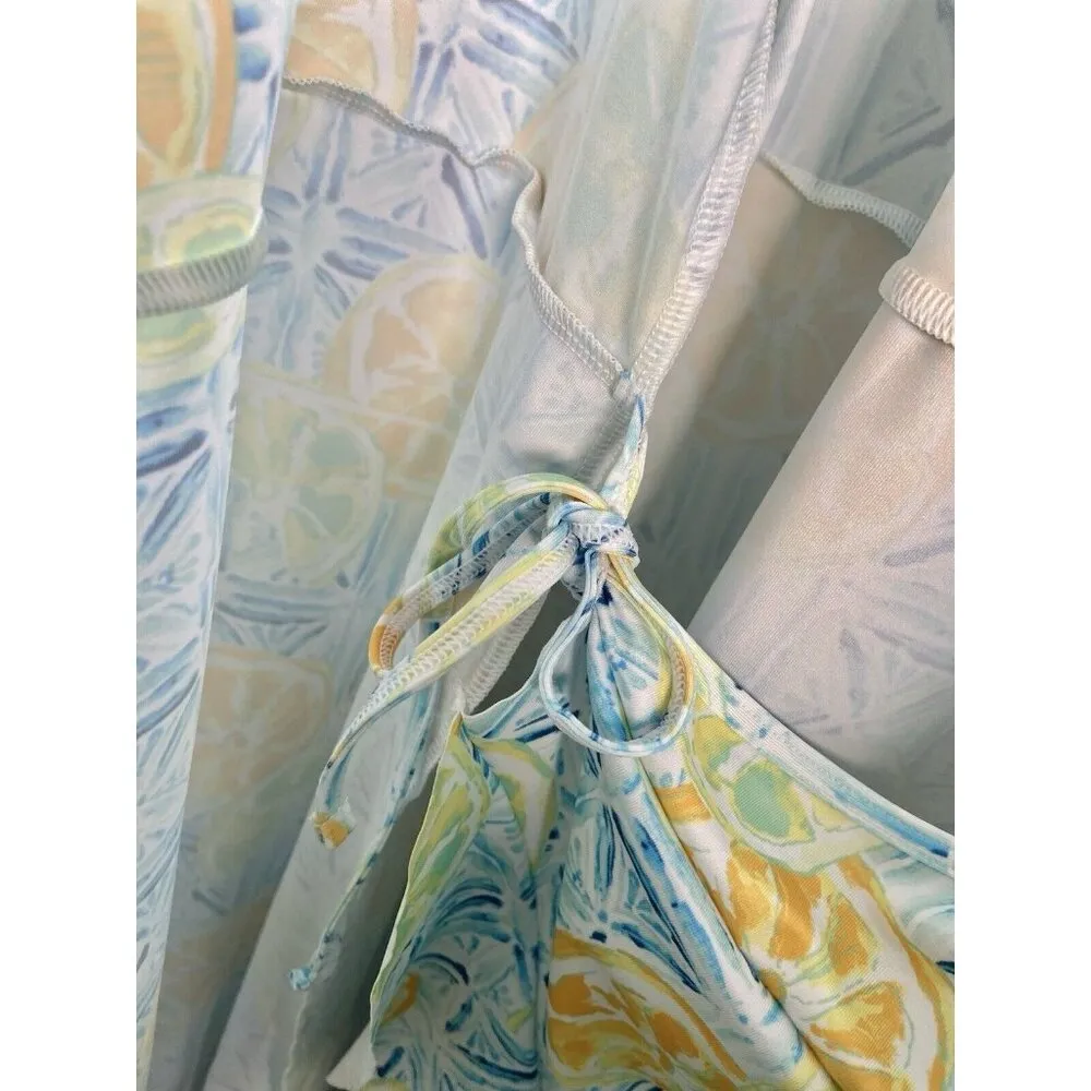 Lands' End Citrus Lemon Lime Women's 3X Ruffle Hem‎ Wrap Sun Dress Swim Coverup - Image 10