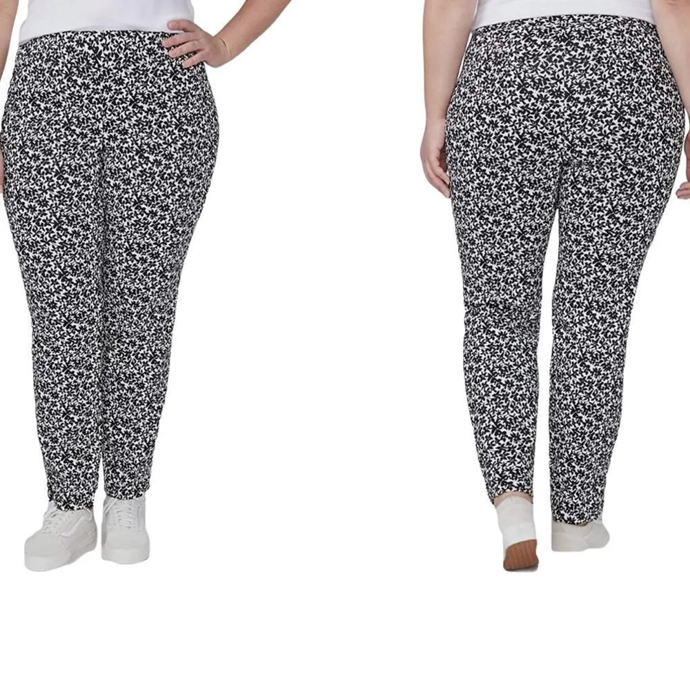 NWT LANE BRYANT THE ALLIE Plus Size Skinny Ankle Black White Pants Sz 24R - Image 10