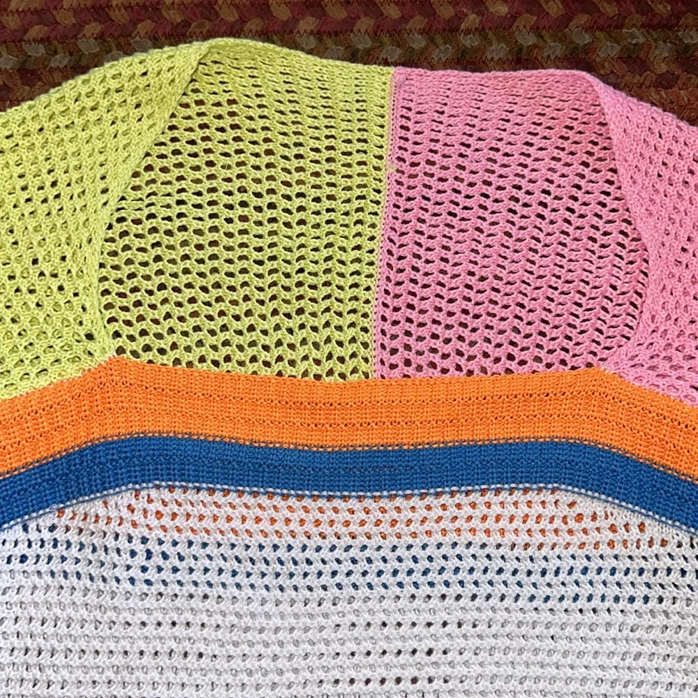 NEON BEACHY KNIT CROP COLOR BLOCK SWEATER - Image 4