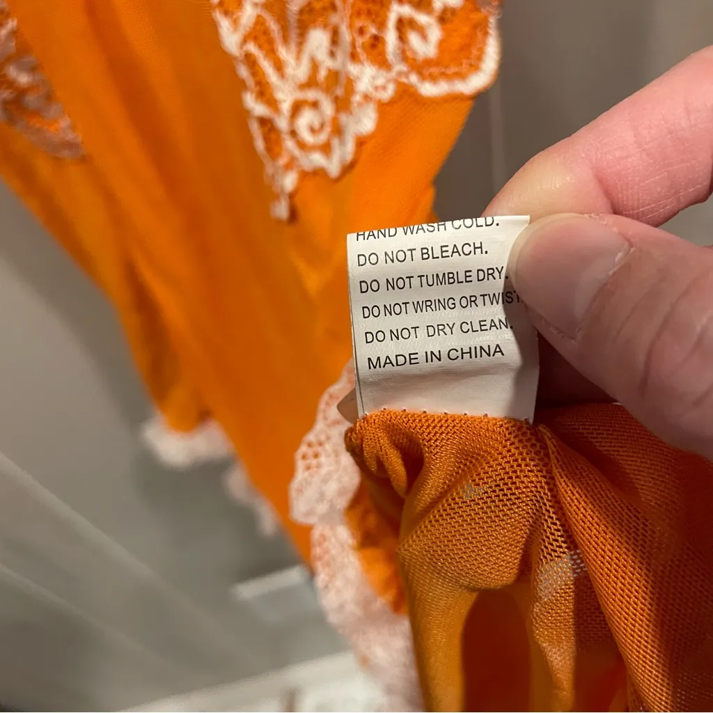 Cute tangerine dream stretchy mesh lace teddy neglige sexy top lingerie sheer - Image 6