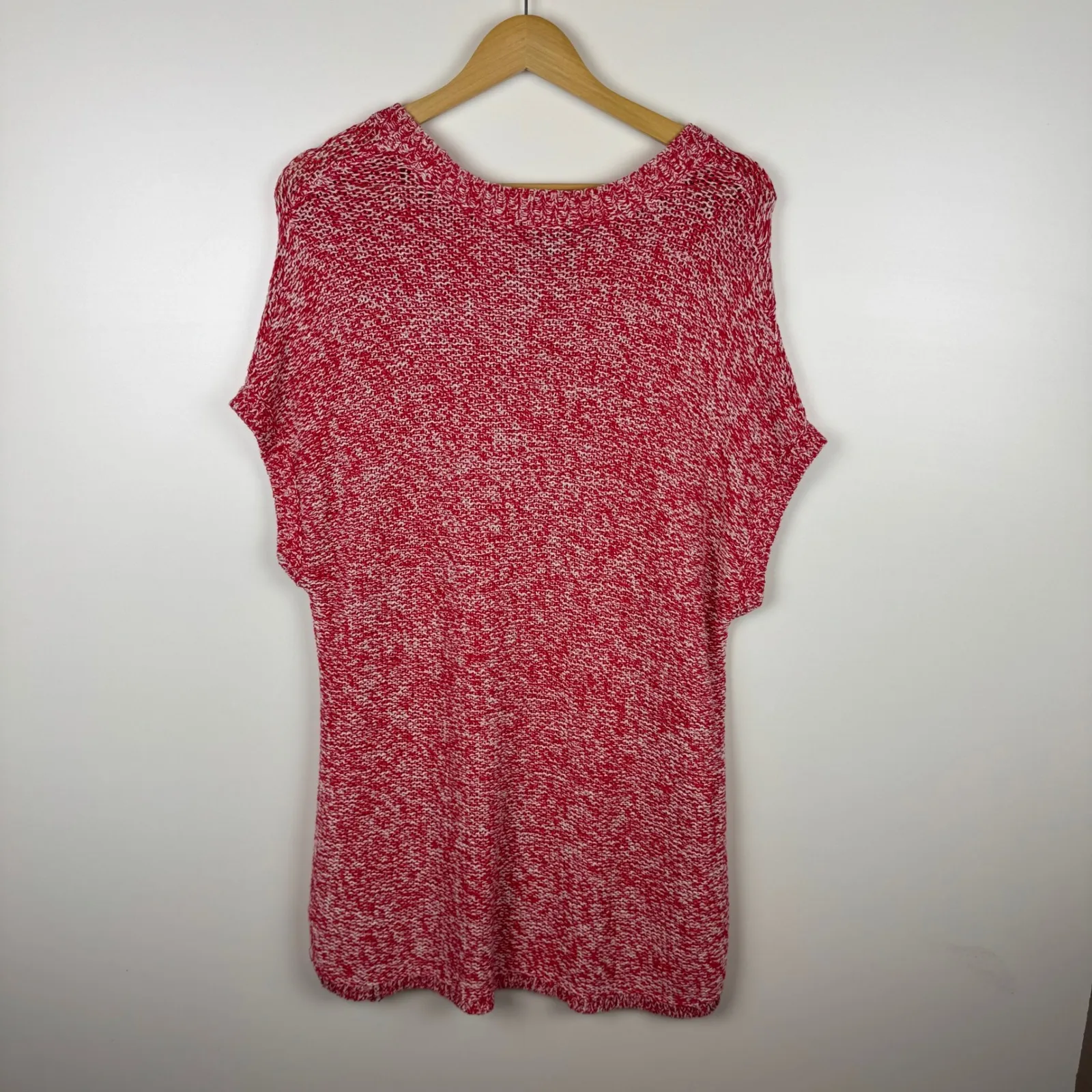 J Jill Wearever Collection Womens‎ Red Chunky Knit Sweater Sz L Short Sleeve Size L - Image 3