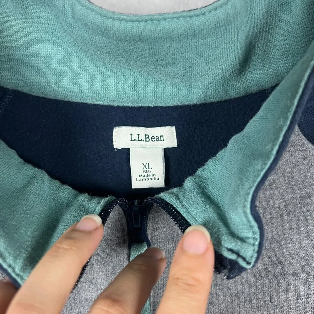 LL Bean 1912 Quarter Zip Sweatshirt Womens Size XL Blue Gray Turquoise - Image 2
