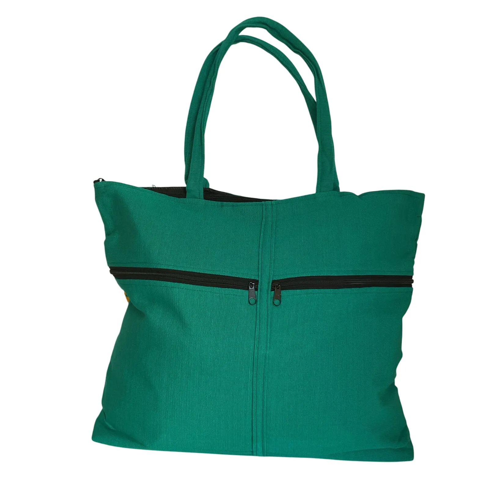 Boho Mexican Tote – Ethically Crafted Peacock Bag Green - Image 4
