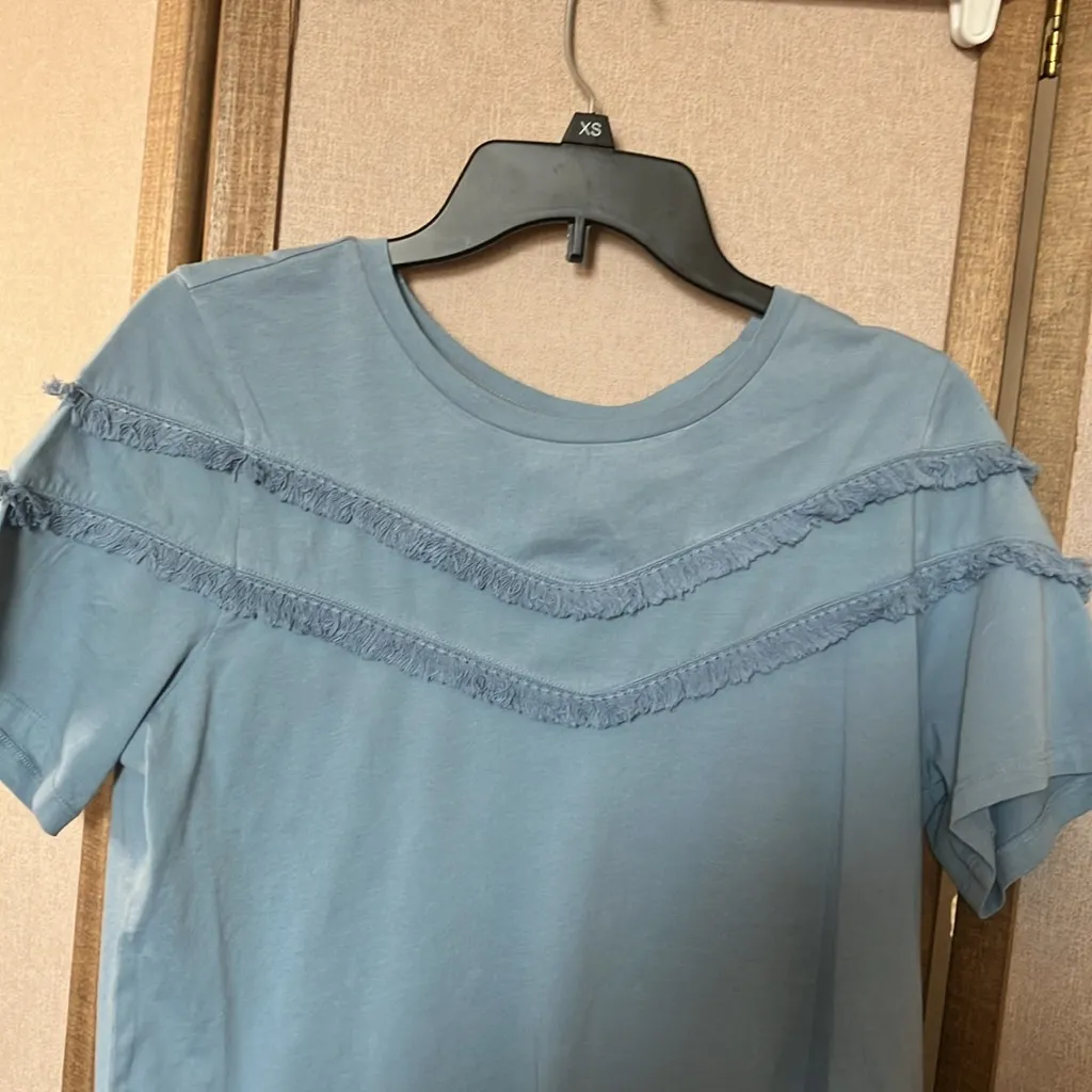 Dip Blue Boxy Ruffled Short Sleeve Tee small - Image 2