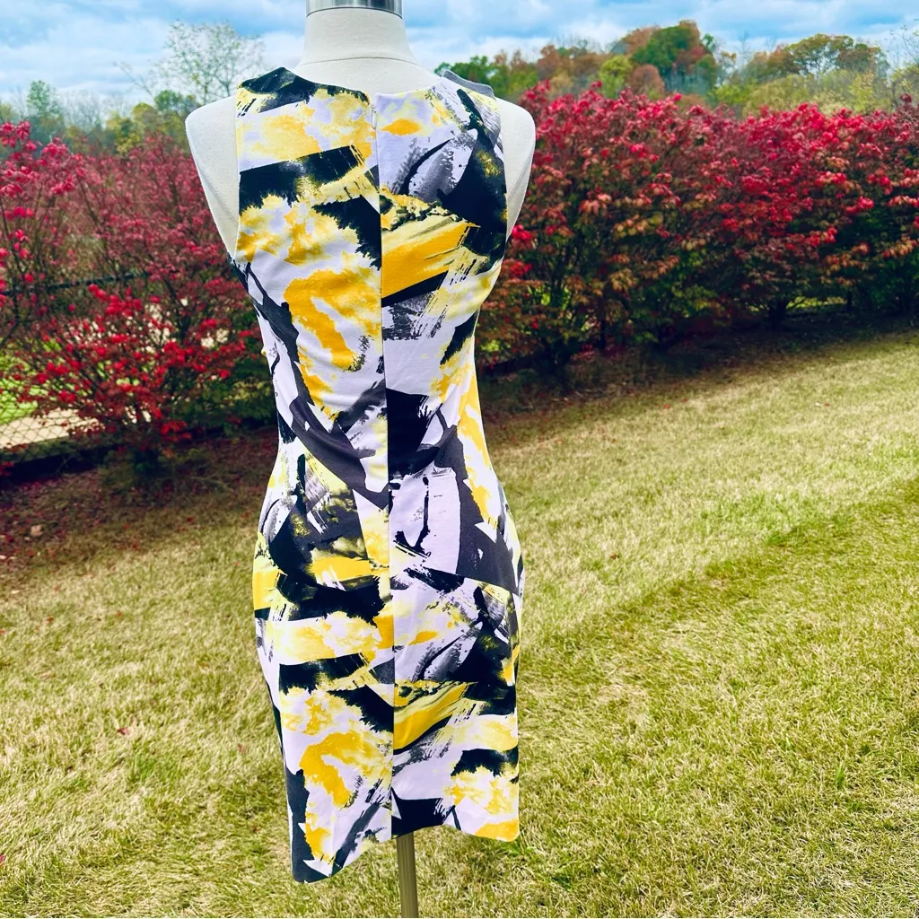 NWT Coeur de Vague Abstract Black Yellow White Sheath Dress US 6/ AU 8 - Image 10