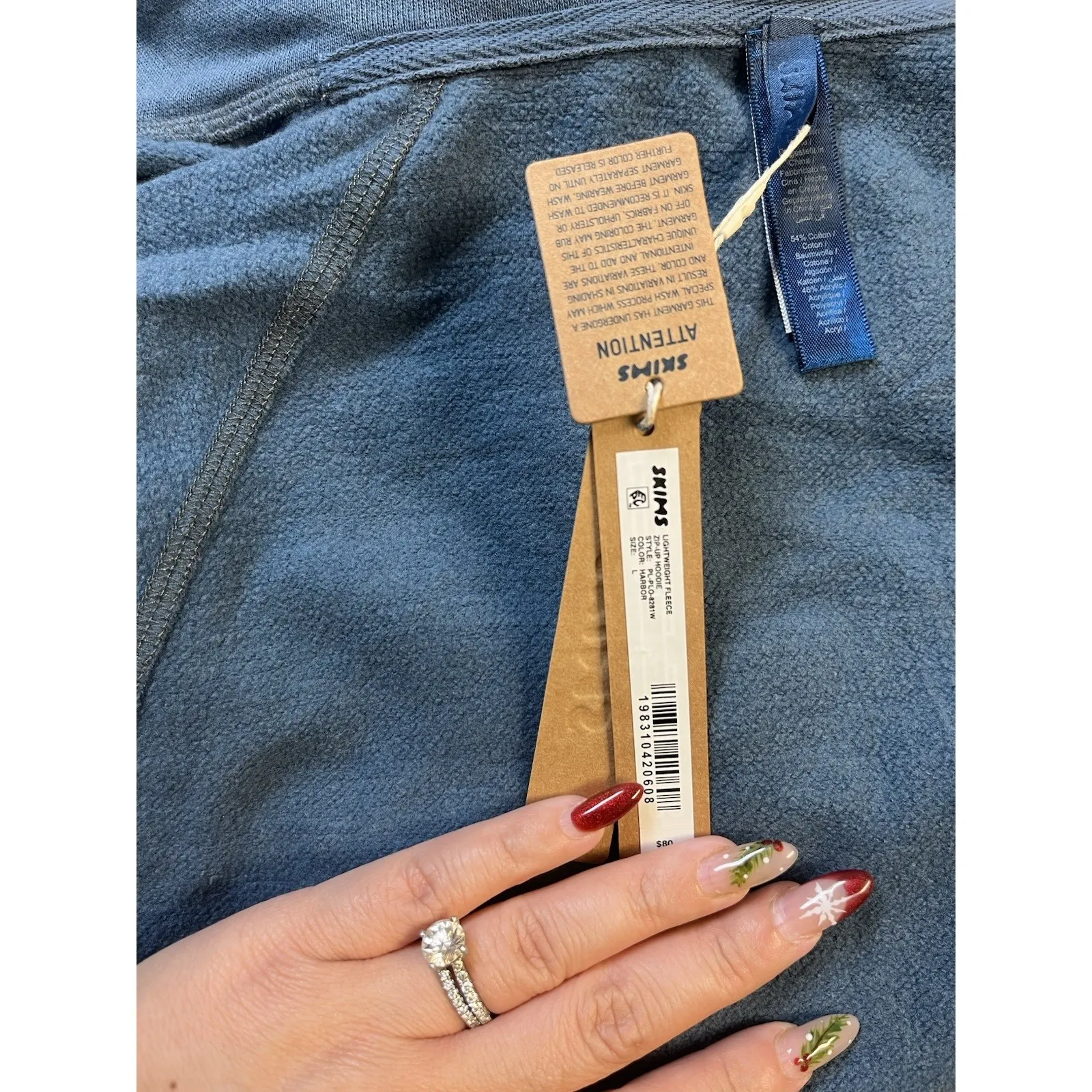 SKIMS Lightweight Fleece Zip Up Hoodie Blue "Paradise Valley" - Image 10