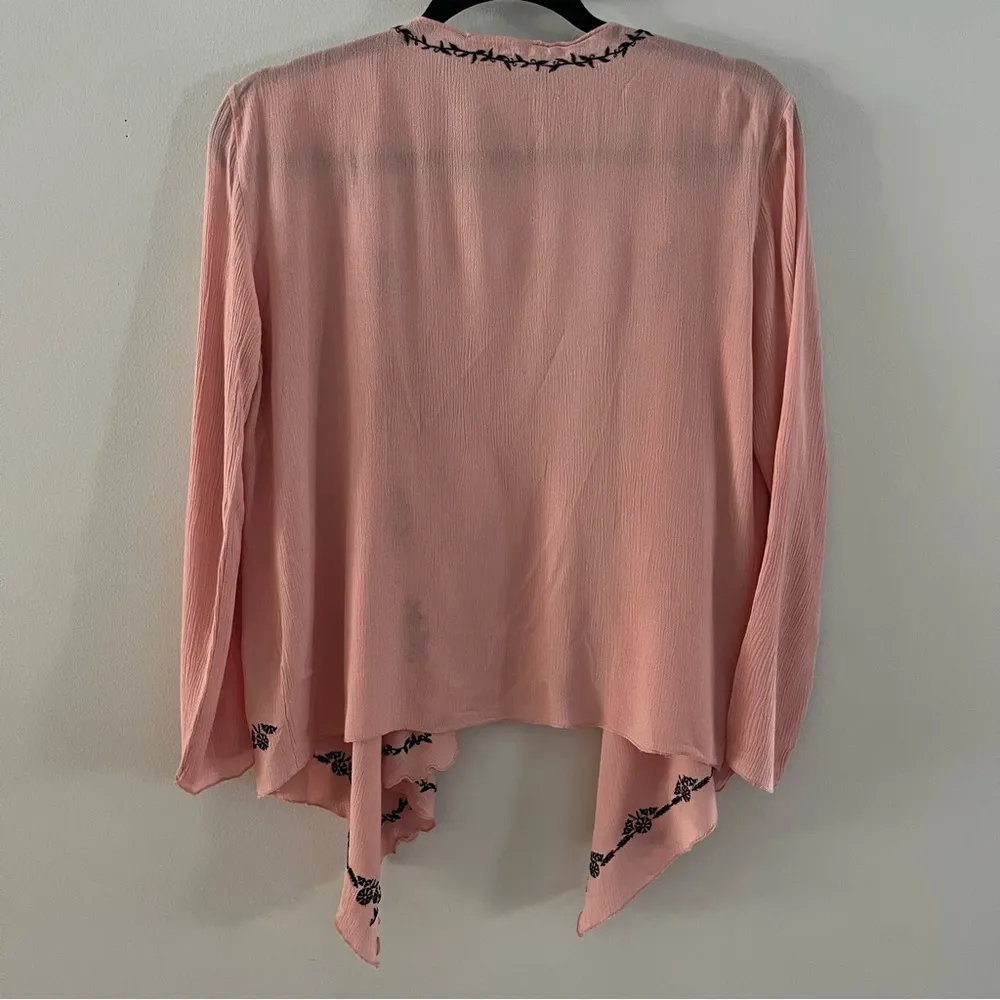 LOVE TREE. WOMENS OPEN DRAPE CARDIGAN. FLORAL EMBROIDERY. SIZE SMALL - Image 6