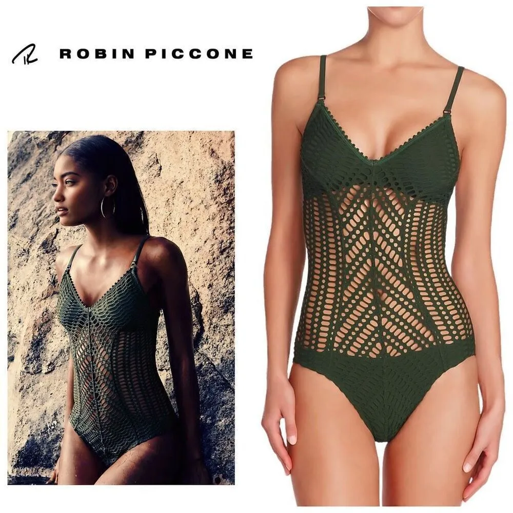 NEW. Robin Piccone green crochet one piece. Small. Retails $158 - Image 2