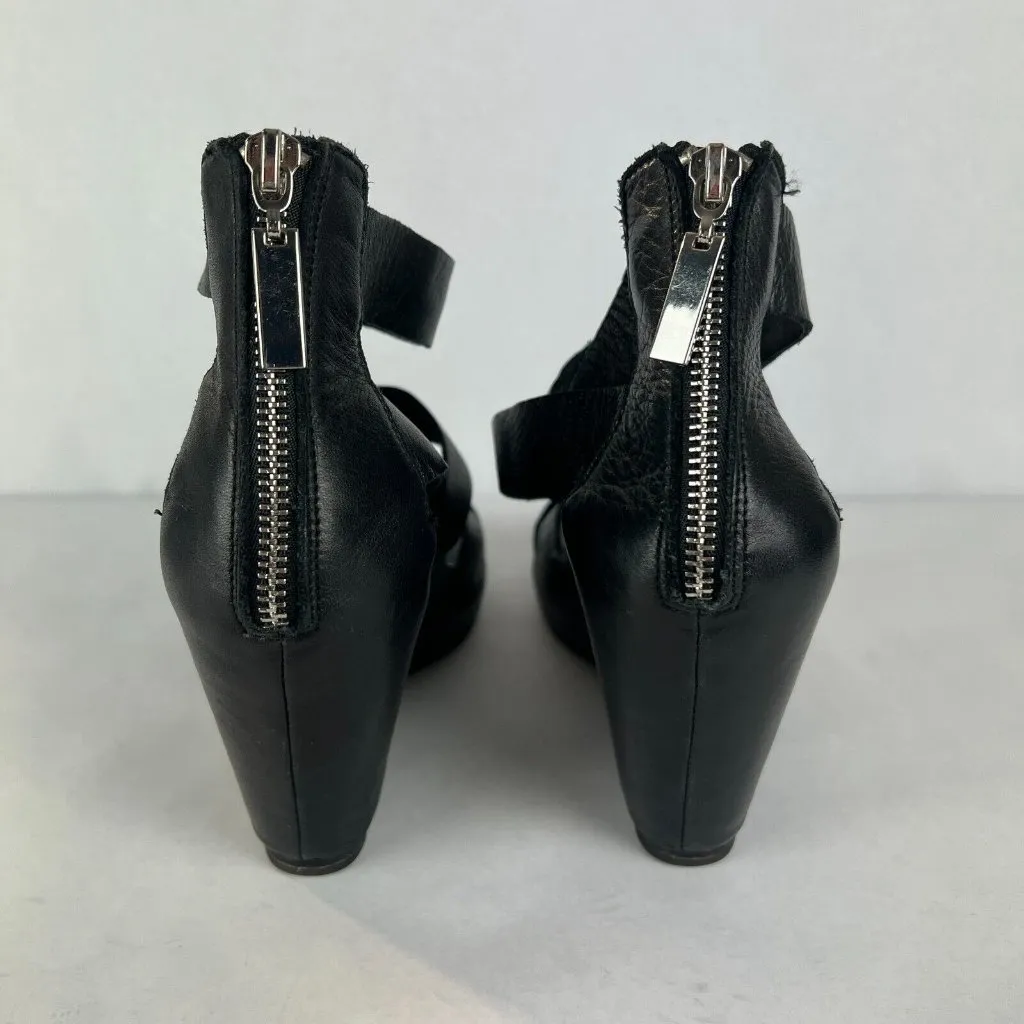 Dolce Vita Heels‎ Sandals Womens 10 Black Leather Open Toe Strappy Criss Cross - Image 3