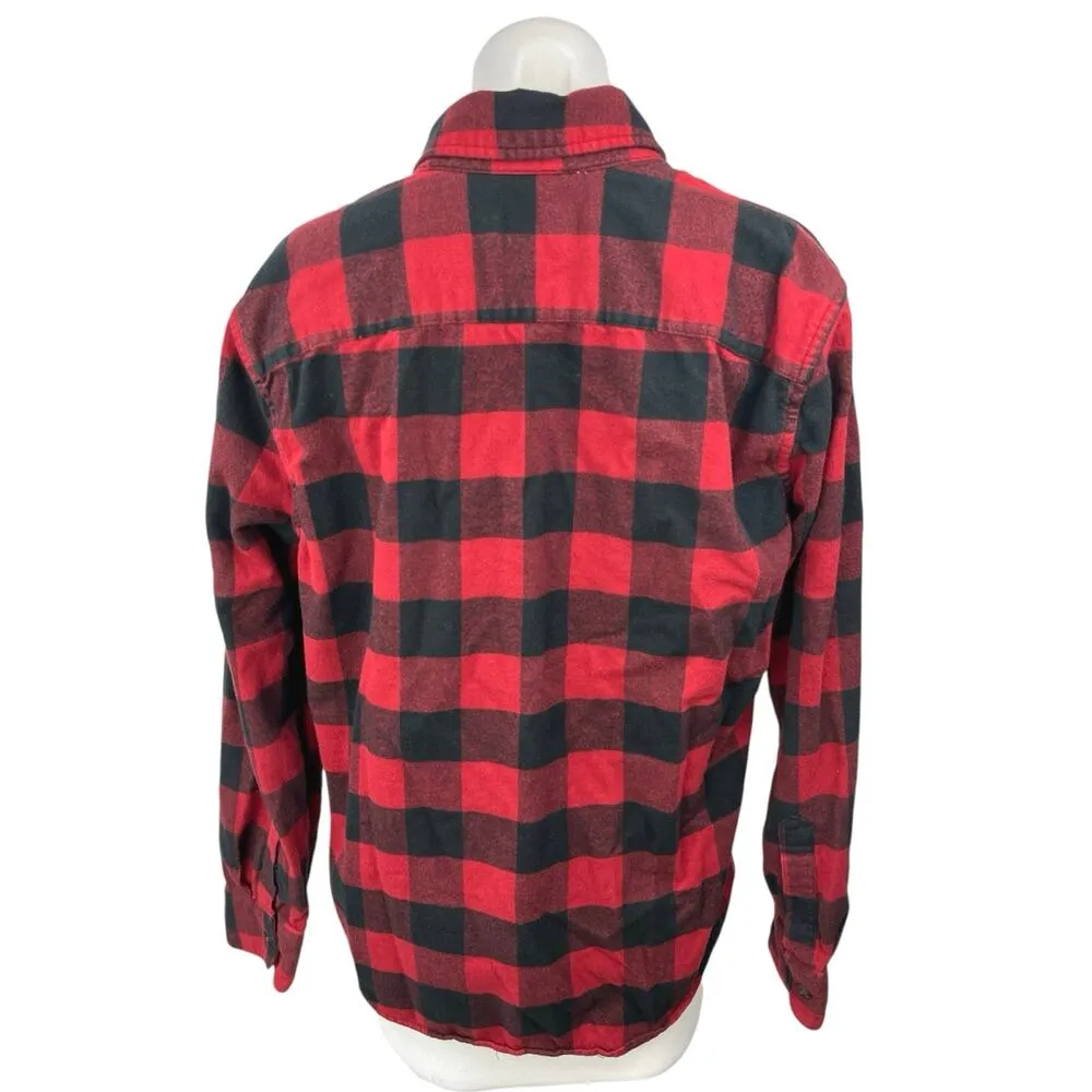 Abercrombie & Fitch Women's Red Black Flannel Plaid Checkered Button Shirt Top S - Image 2