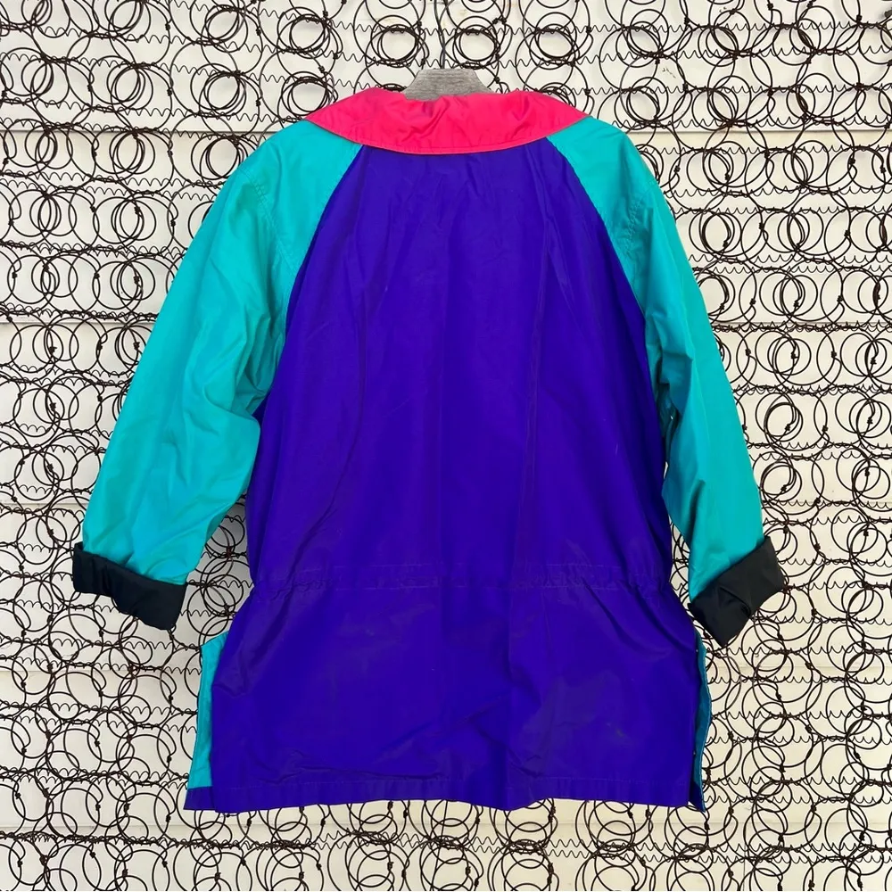 Vintage 90s Woolrich womens neon color block windbreaker jacket with waist cinch - Image 4