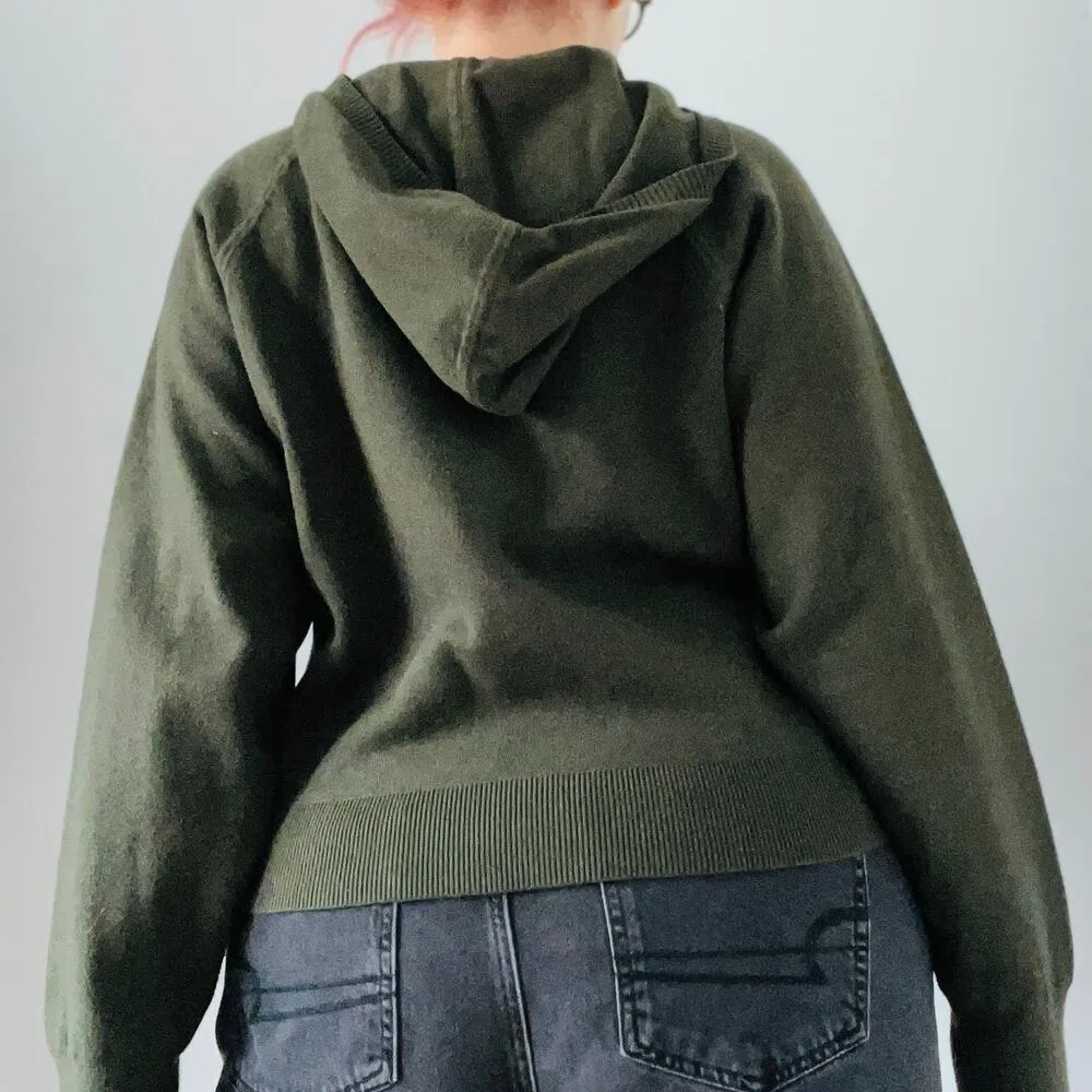 Sandro Paris Olive Green Soft Designer Hoodie Pullover Sweatshirt Size L - Image 2