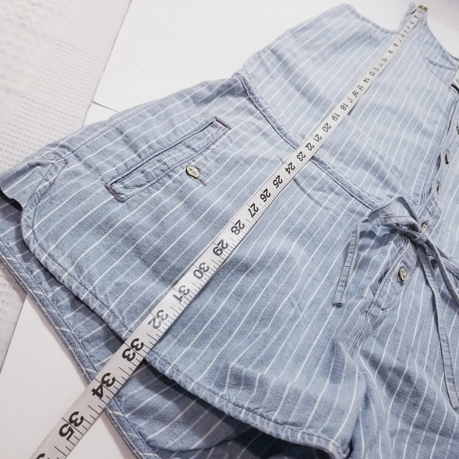 Levi's Striped Women size Medium 100% Cotton Denim Romper - Image 8