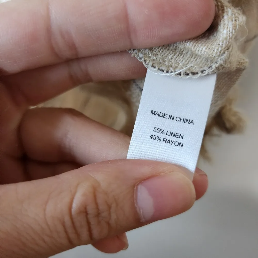 Drew by anthropologie linen blend raw hem top - Image 3