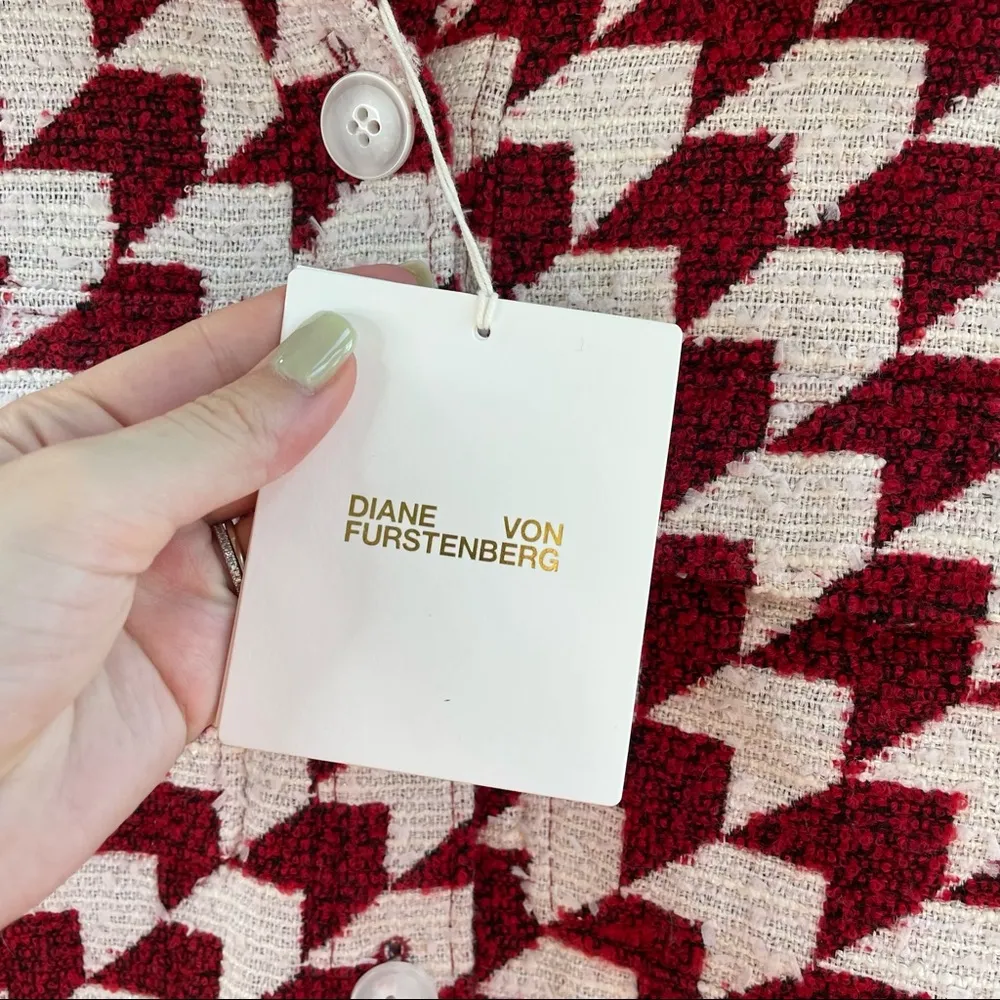 NEW Diane Von Furstenberg DVF Short Manon Tweed Jacket Arrow Red - Image 6