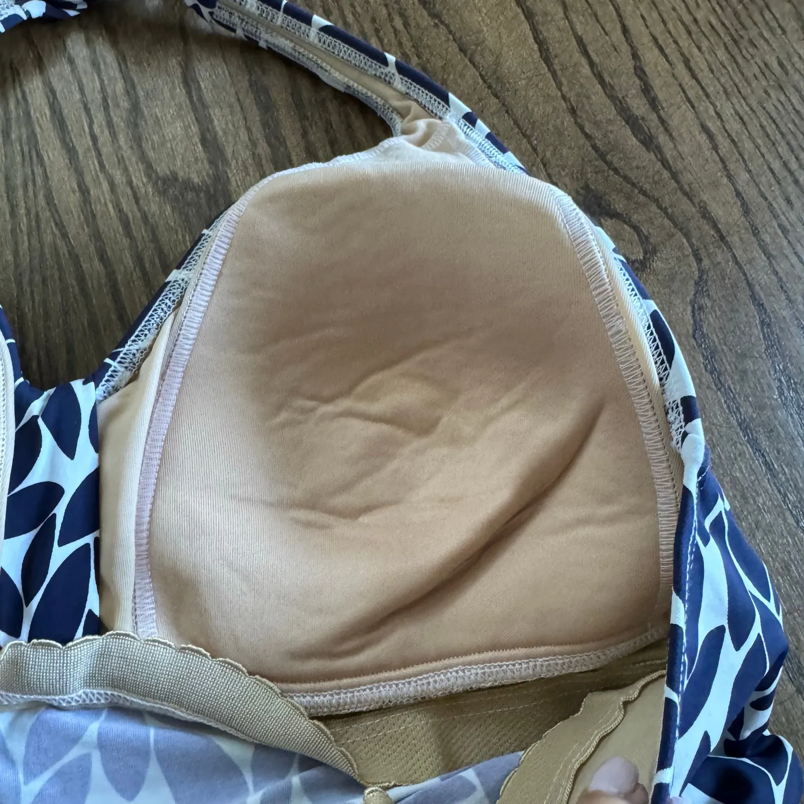 Lands End Women Black White Leaf Floral Halter Tankini Swim Suit Top Size 14 DDD - Image 4