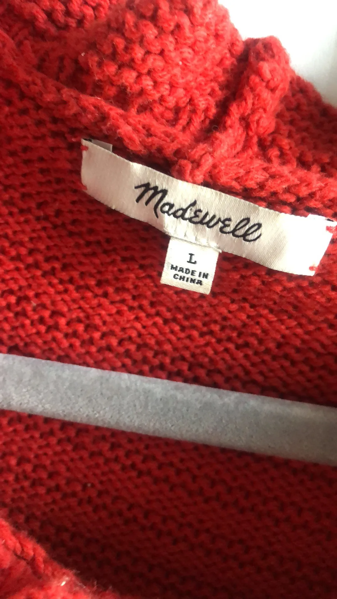 Madewell Sweater Ruffle Neck Wool Cotton Red Large - Image 2