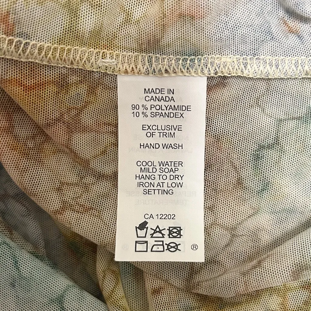 Shan Canada Abstract Mesh Scoop Neck Sleeveless Fringe Layered Mini Dress Tunic Yellow Size 10 - Image 9