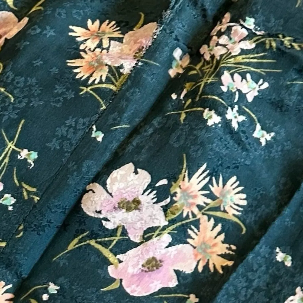 Rebecca Taylor Emilia Silk Floral Print Dress Stretch Waist Short Sleeve Size 2 - Image 12