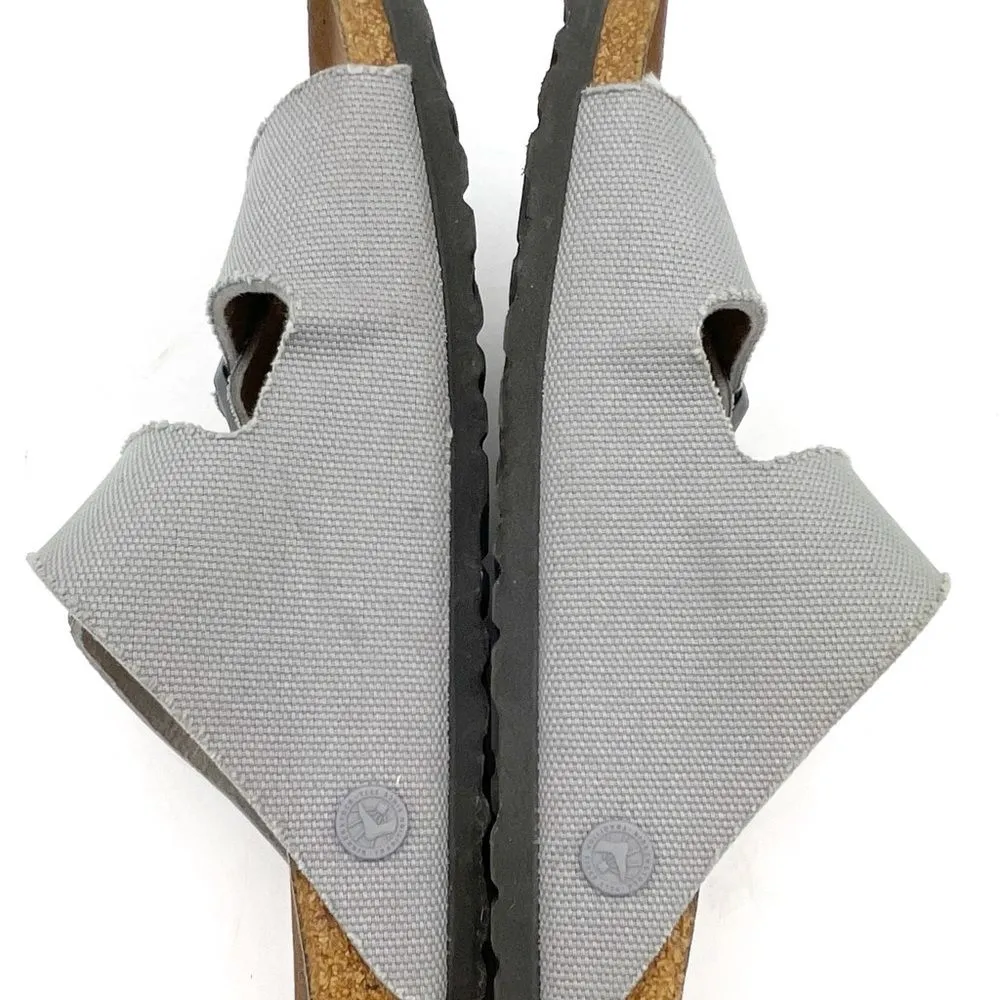 Birkenstock Arizona Vegan Sandals Size 41 Light Gray Textile Cork Footbed - Image 12