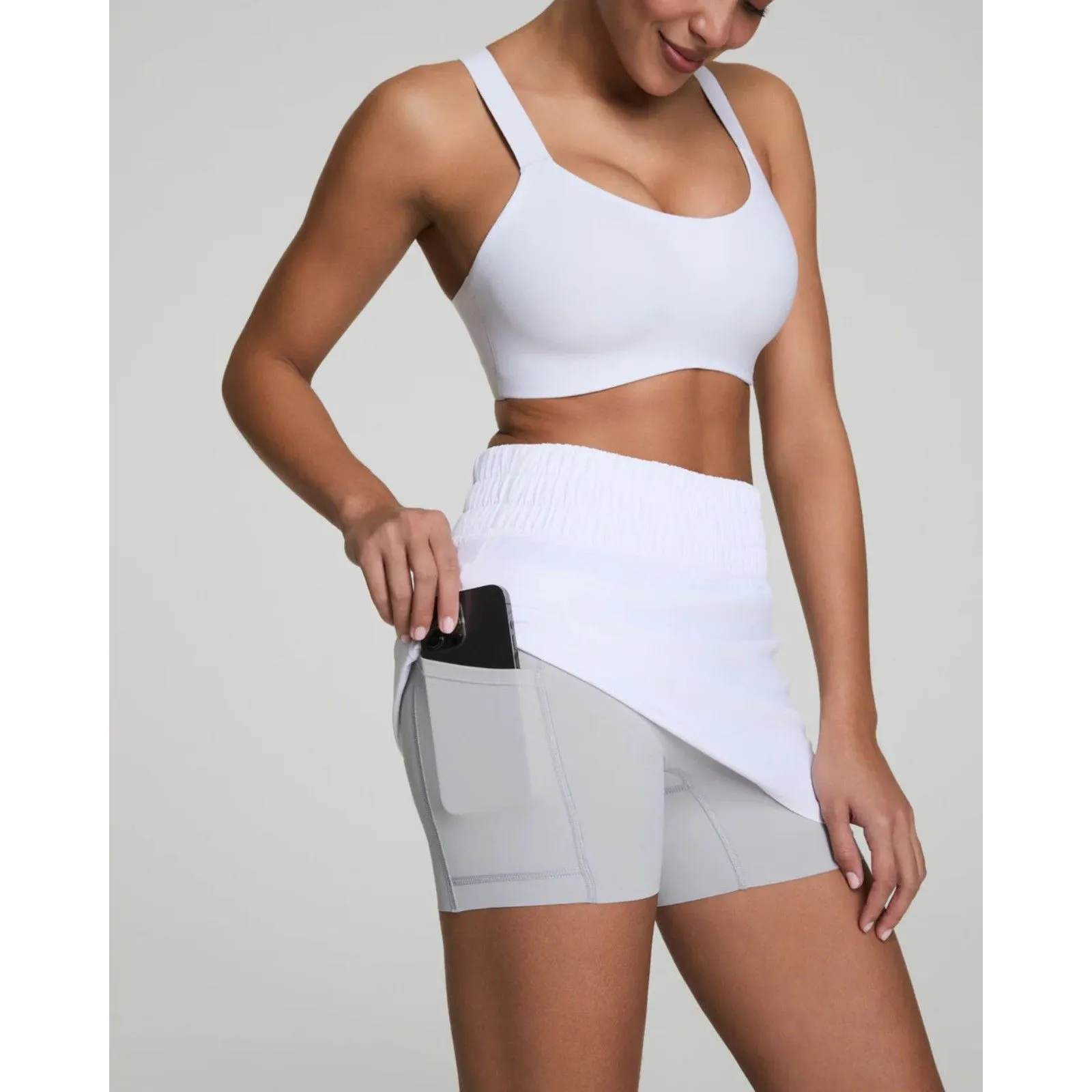 Spanx Shape Activate Skort Size Large White Tennis Golf Athletic Comfy Stretch - Image 7
