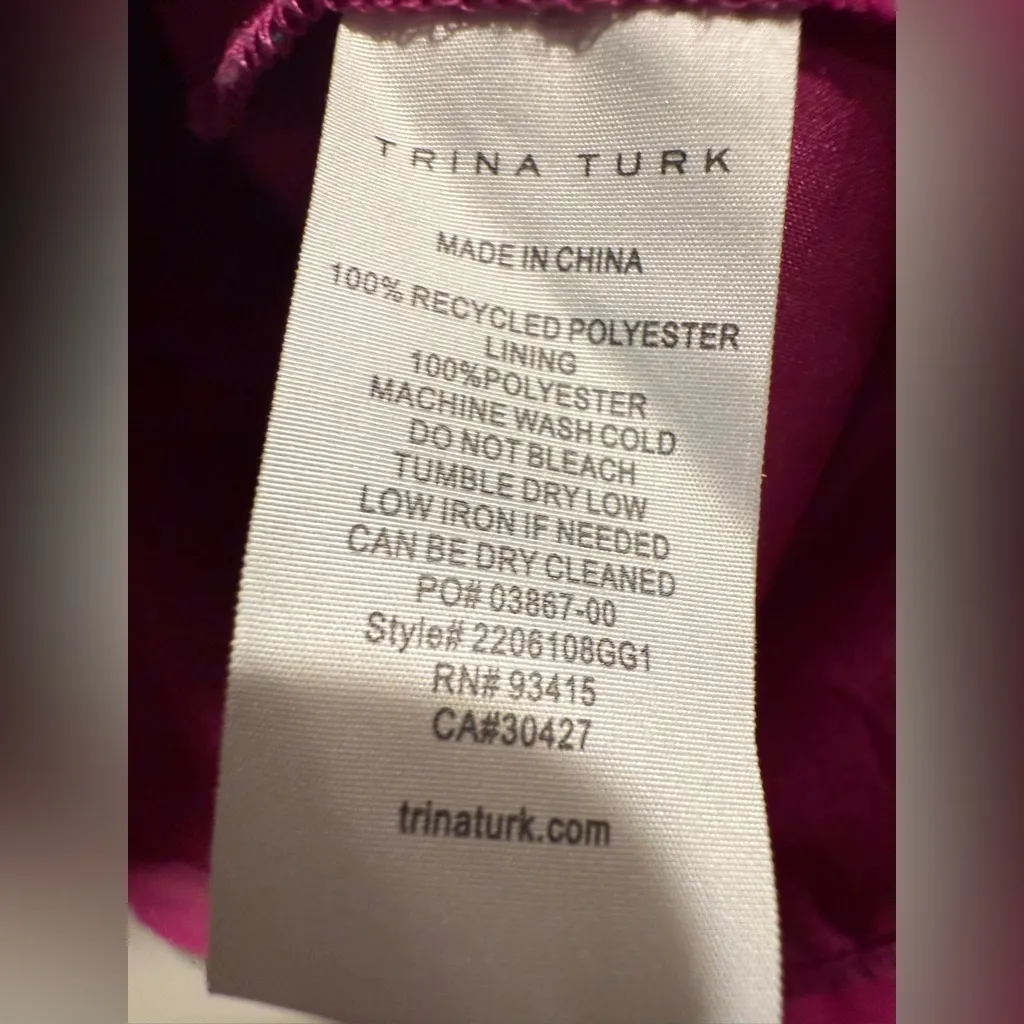 Trina‎ Turk Women's Purple Azalea Stretch Billowy-Sleeve Blouse Top Size L - Image 7