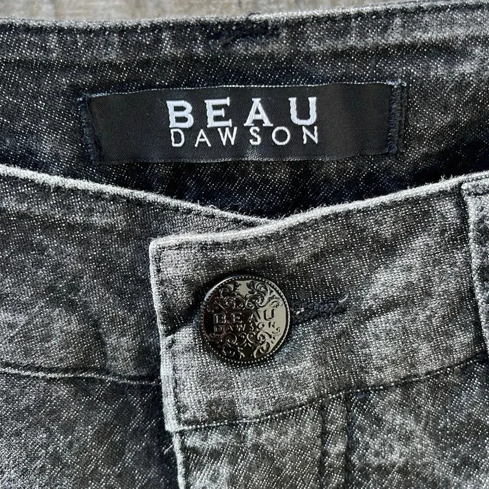 Black snake print denim pants size 6p Beau Dawson zipper button fly pockets - Image 6