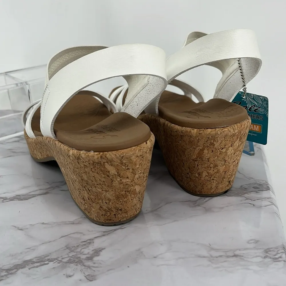 SKECHERS Cali Brystol Vegan Slingback Heeled Sandals White 11 Comfy‎ Casual - Image 6