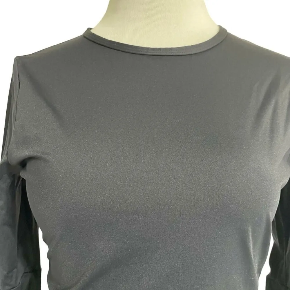 Prana Small Long Sleeve Black Cropped Tee Shirt - Image 2