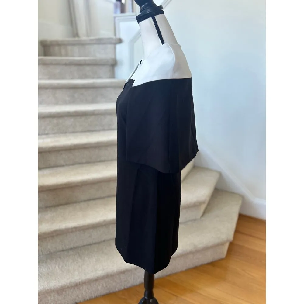 Elliatt  Black & White Capulet Cape Sheath Mini Dress - Image 7