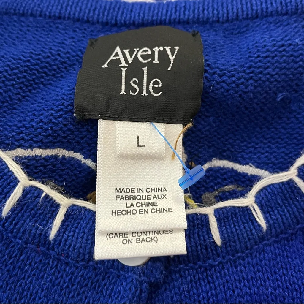 Vintage Y2K Avery Isle Button Front Cardigan Angels Whipstitch Royal Blue L Size L - Image 4