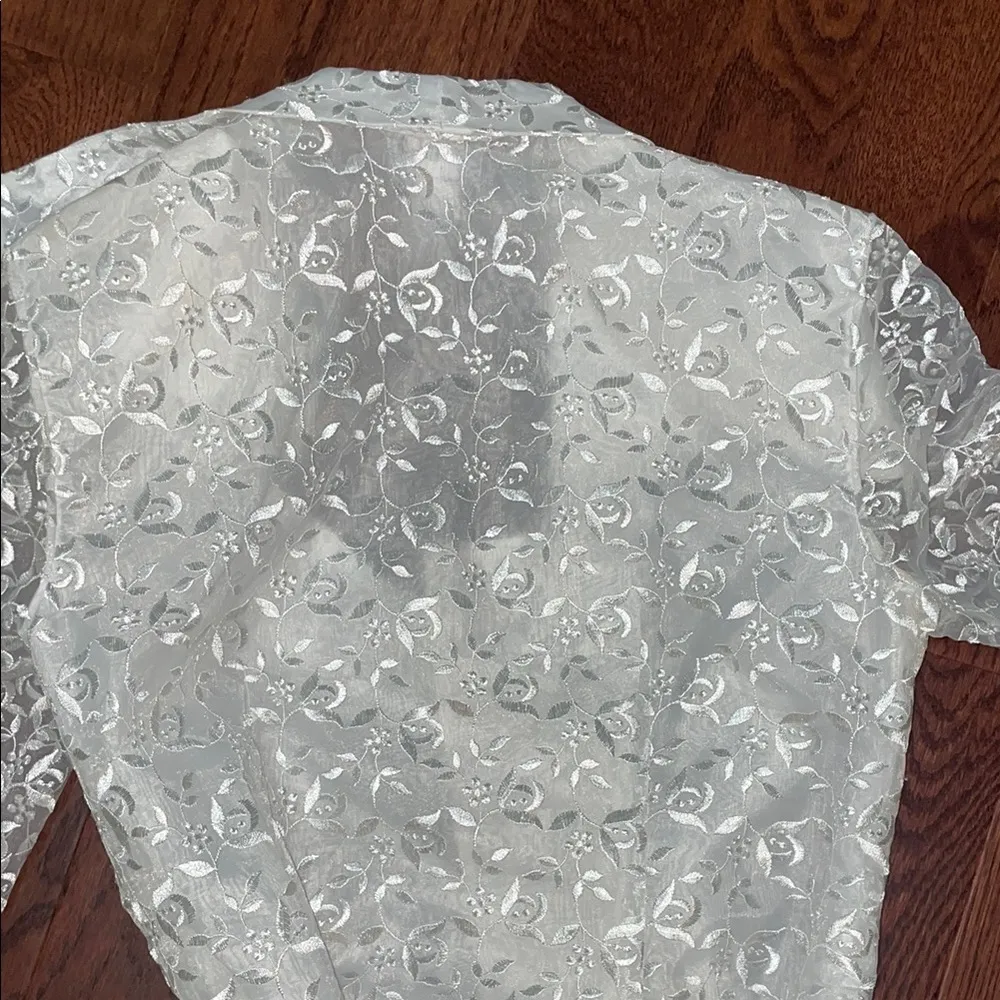 Vintage MSK White Blazer with Elegant Lace Detailing - Image 12