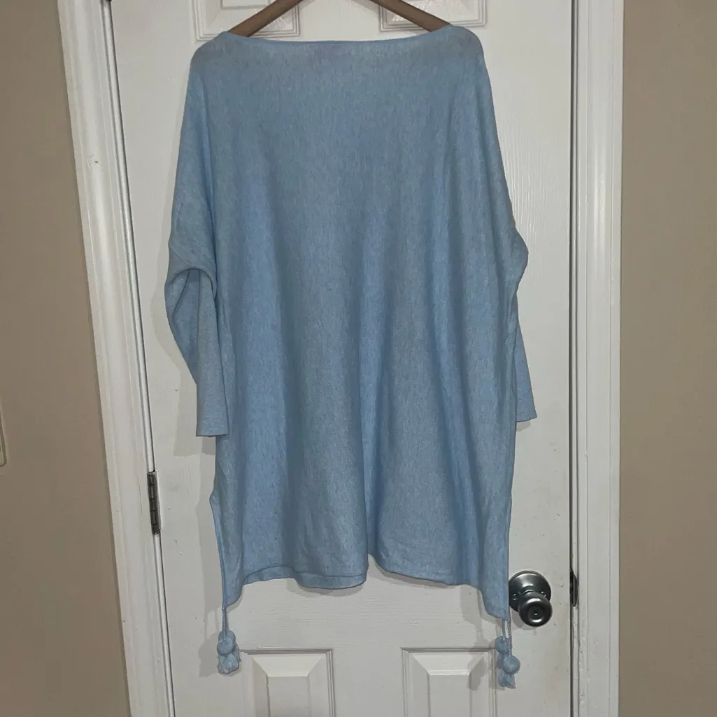 Lilly Pulitzer Elba Coolmax Sweater Tunic‎ 3/4 Sleeve Light Blue Size Medium - Image 2