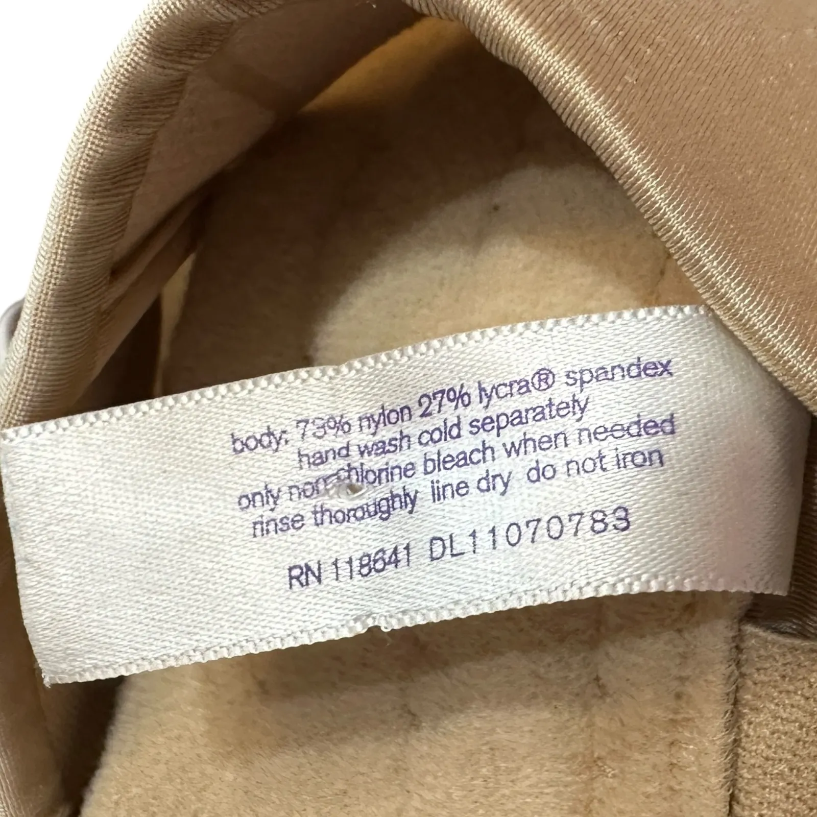 Cacique 42DDD Strapless Bra‎ Beige Full Coverage Smooth Underwire Lace 1127 - Image 11