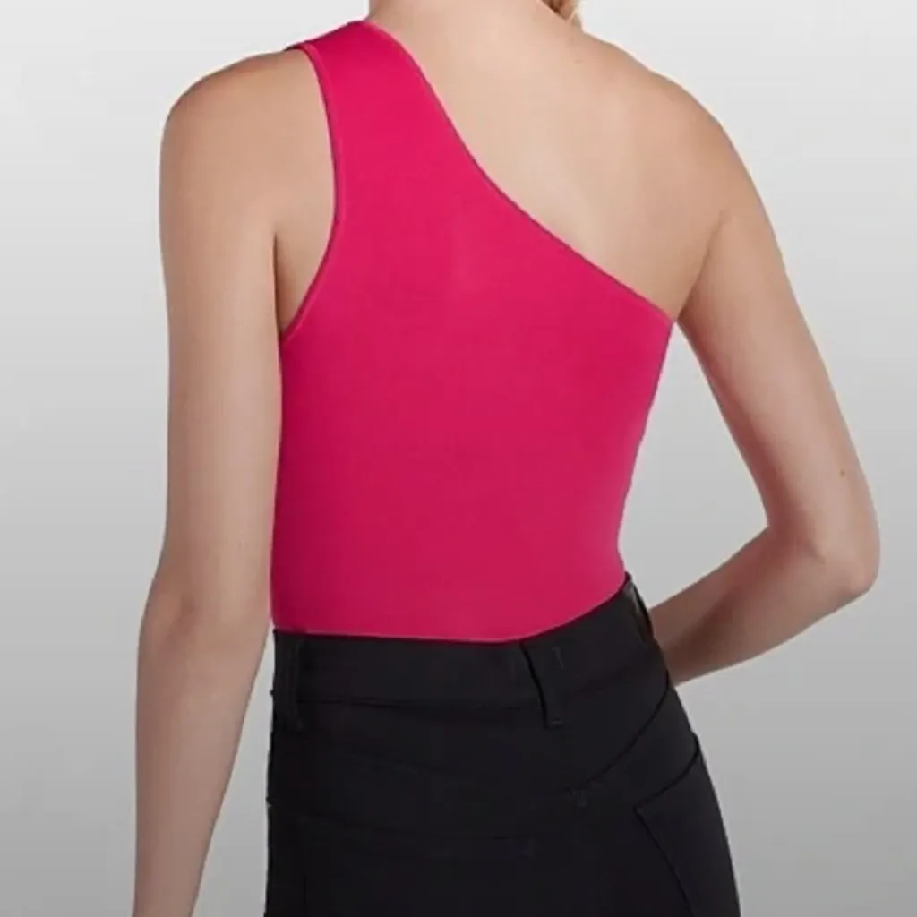 Express Body Contour One Shoulder Cut-out Tank Top in Hot Pink Women's XS - Image 2