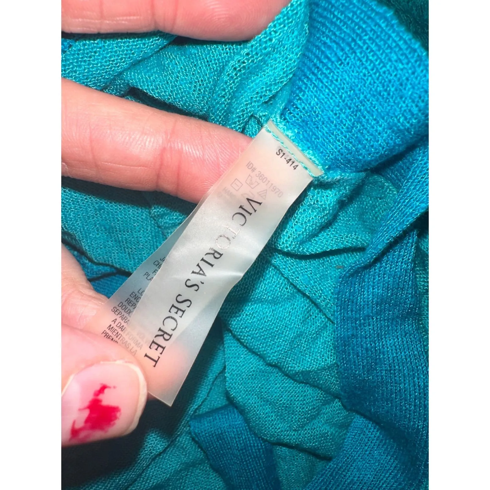 Victoria's Secret Cover Up Tunic Top Teal Blue Linen Blend Smocked Waist‎ - Image 6