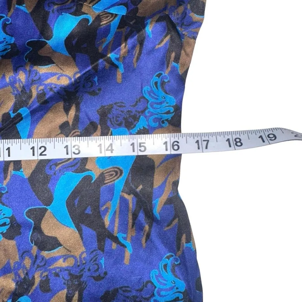 NEW STAUD Thicket Sapphire Sirens Long Sleeve Printed Satin Midi Dress 10 - Image 8