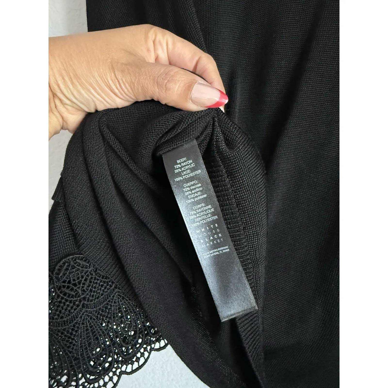 White House Black Market Butterfly Lace Poncho Top Women's Size Small Black - Image 6