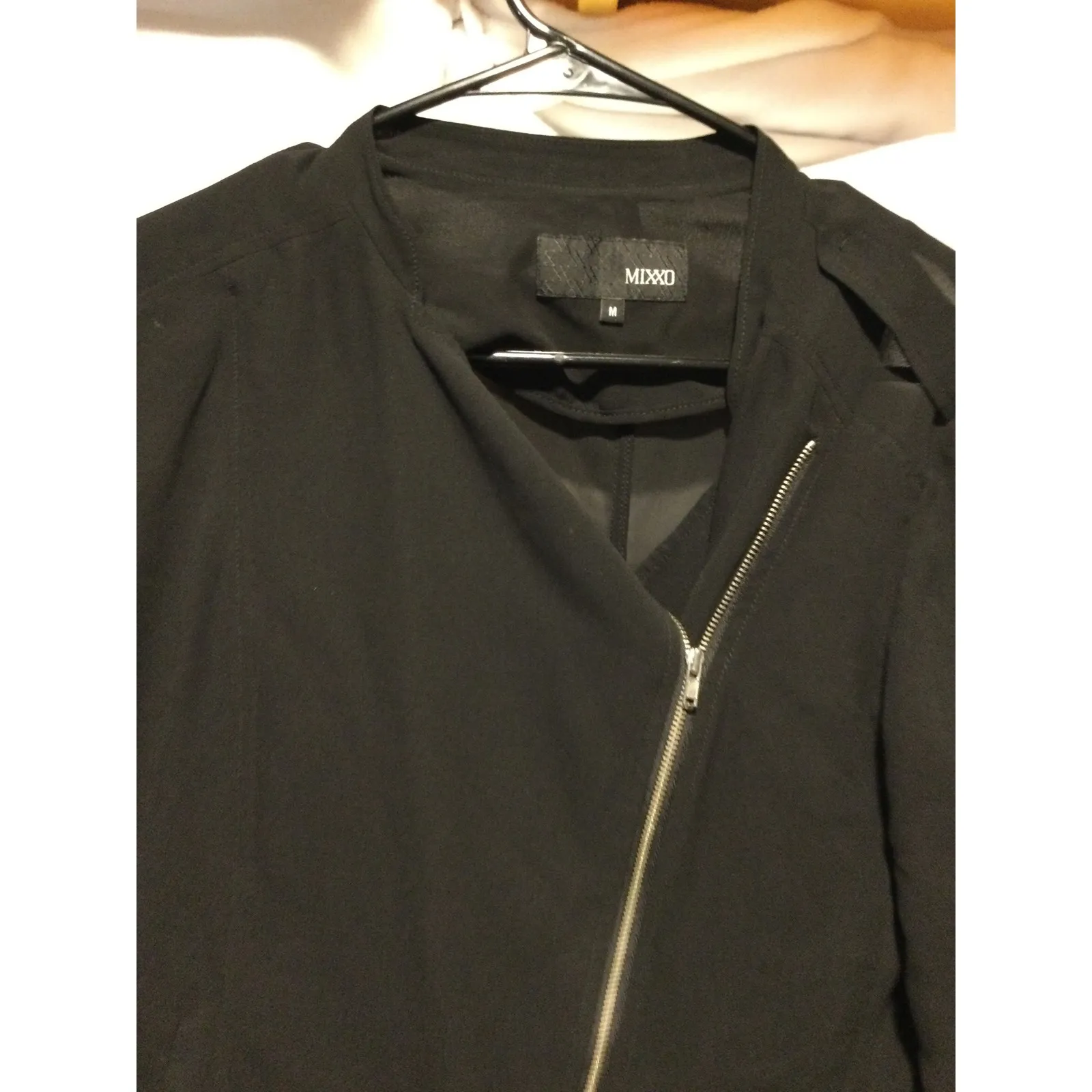 MIXXO Black Asymmetrical Zip Drape Front‎ Jacket Women's Size M Lightweight Size M - Image 2