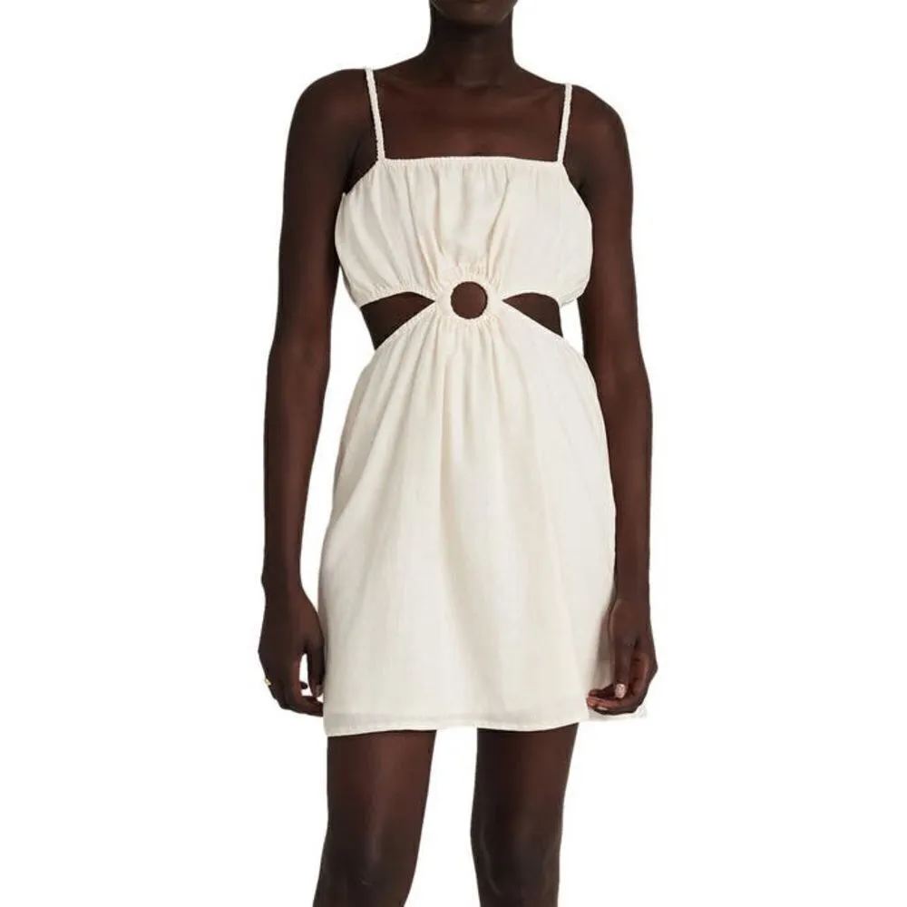 NWT Faithfull the Brand‎ Linen Cut-Out Mini Dress Zuma Size 10/XL - Image 4